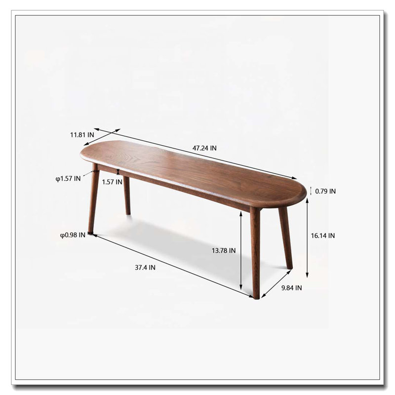 Banc de salle à manger en bois, H 16,14 po x l 47,24 po x P 11,81 po