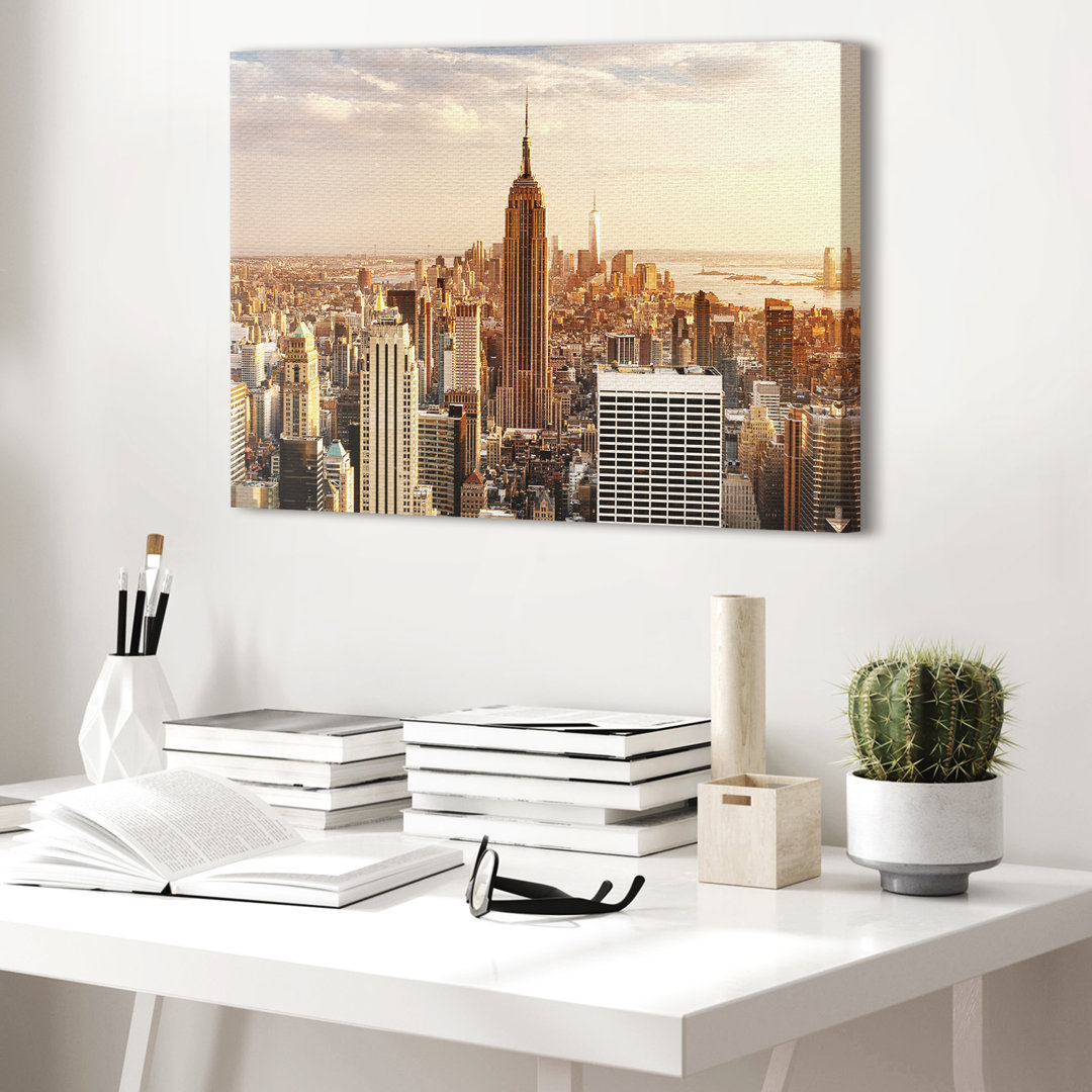 Leinwandbild Manhattan Empire State Building 60X40cm – Premium Leinwanddruck – Kunstdruck Auf 2Cm Holz-Keilrahmen Für Sc...