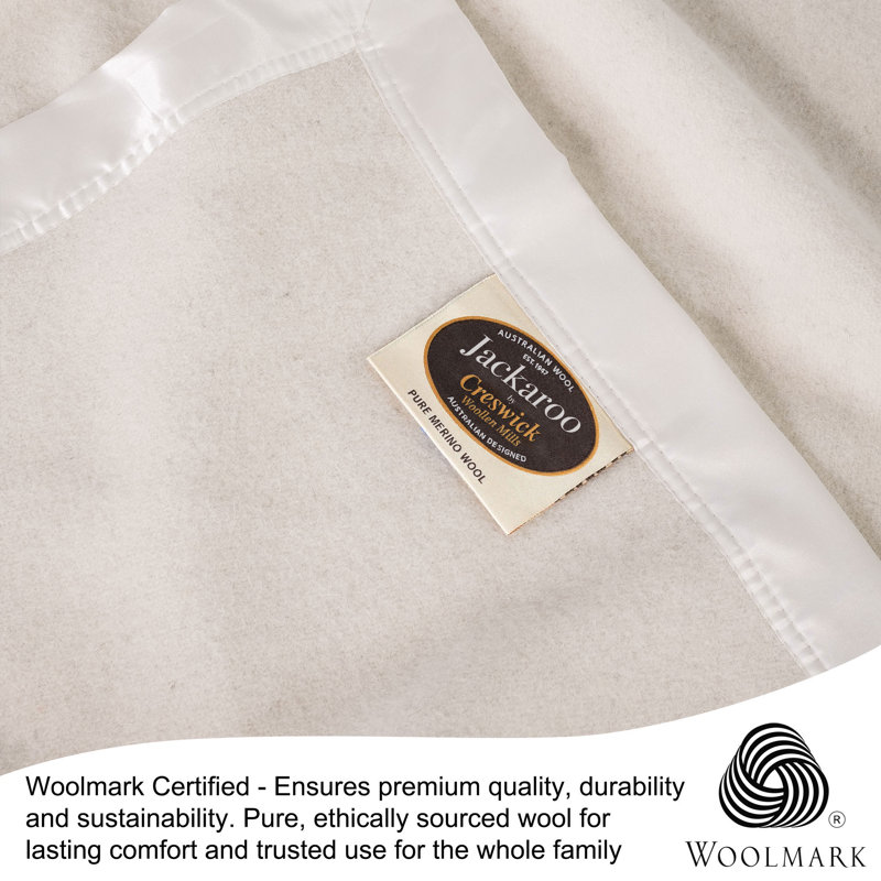 Jackaroo  Lightweight & Hypoallergenic Merino Wool Blanket, Cream, Throw