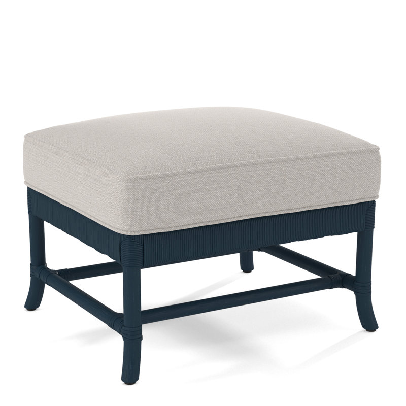 Lafayette Ottoman, White Textured Performance; 0865-91, Sea Glass