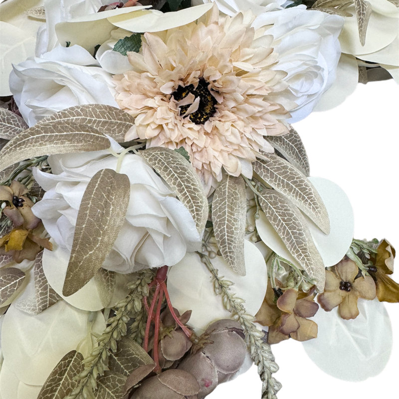 Élégante décoration florale ivoire en forme d'arche de mariage - ensemble de 2