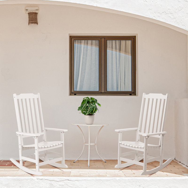 Chaise berçante d'extérieur Bertsche, Blanc, 4