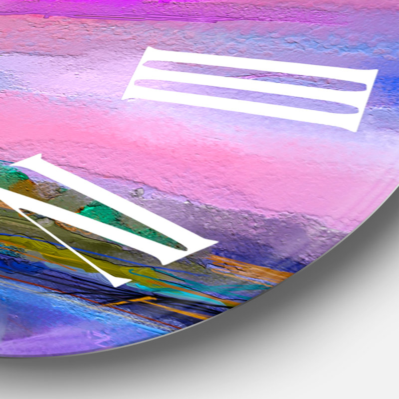 Mauve ciel abstrait paysage III - horloge murale moderne, Grand
