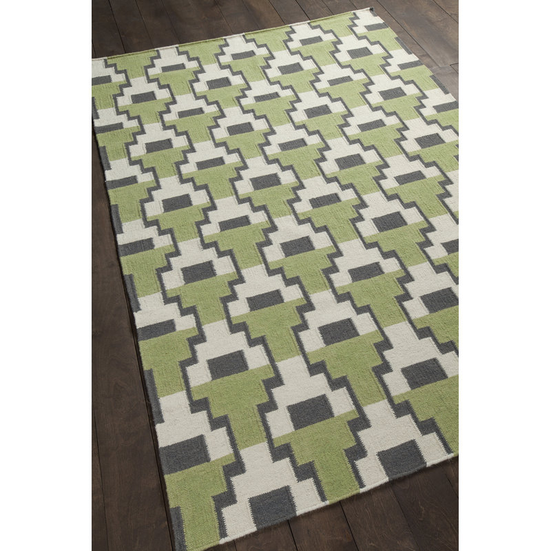 Tapis vert contemporain Louis, 5 pi x 7 pi 6 po