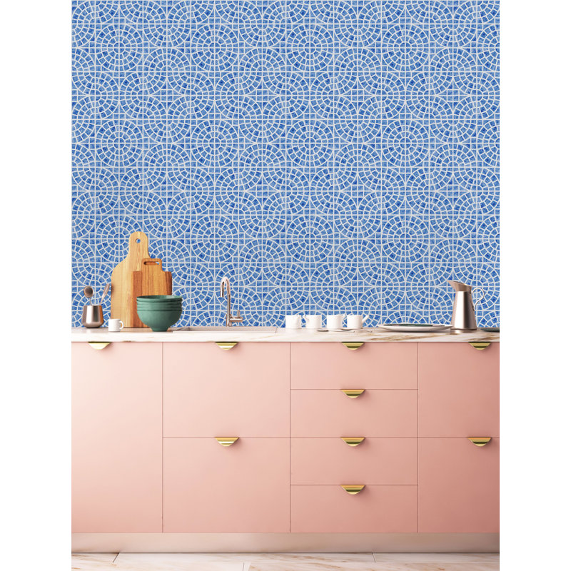 Rouleau de papier peint adhésif en céramique méditerranéen, L 16,67 po x l 25 po