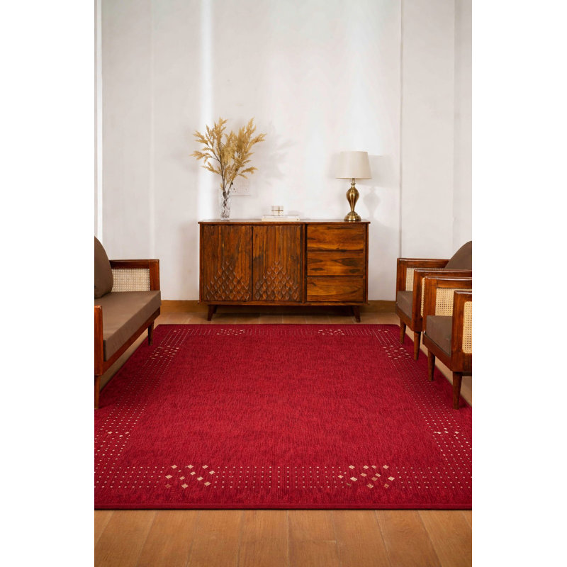 Anley HAND KNOTTED LOOM WOOL ECO-FRIENDLY AREA RUGS  - Rectangle, Red Color, Contemporary Modern Design, High Pile Thick Handmade Anti Skid Area Rugs for Living Room, Bed Room