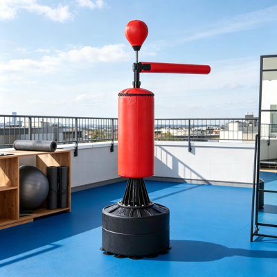 Boxing Bag, Freestanding Punching Bag with Speed Ball, Rotating Boxing Bar and Gloves, Weighted Base