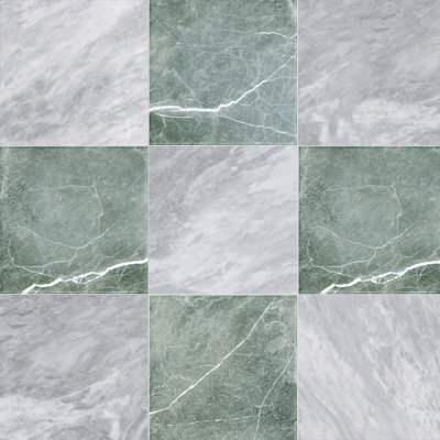 Tavari Checkerboard 10X10 Bardiglio And Verde