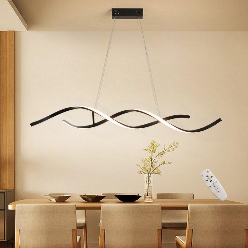 Annchen 2 - Light Black LED Dimmable Kitchen Island Pendant with Remote Control Included