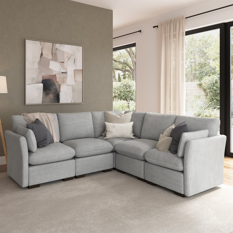 Modulaire modulaire 4 places, meubles de salon, Polyester gris tourterelle