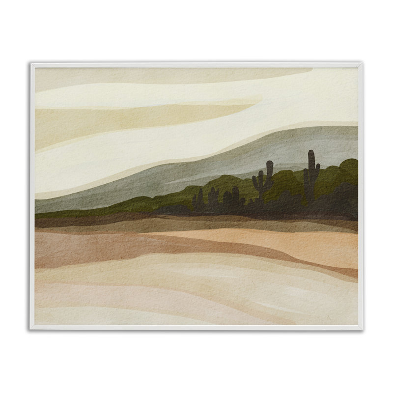 Vue du désert avec cactus lointains, estampe numérique, conception de Nikita Jariwala, 24" H x 30" W