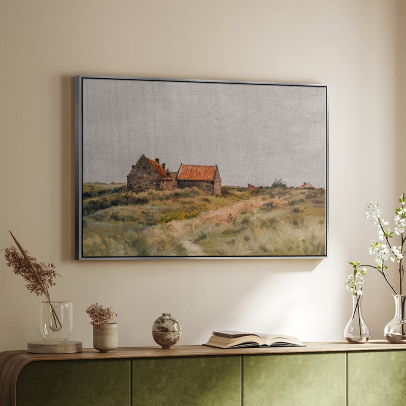 Paysage rétro - MLXX III, H 27 po x l 41 po x P 2 po, Toile encadrée flottée blanche