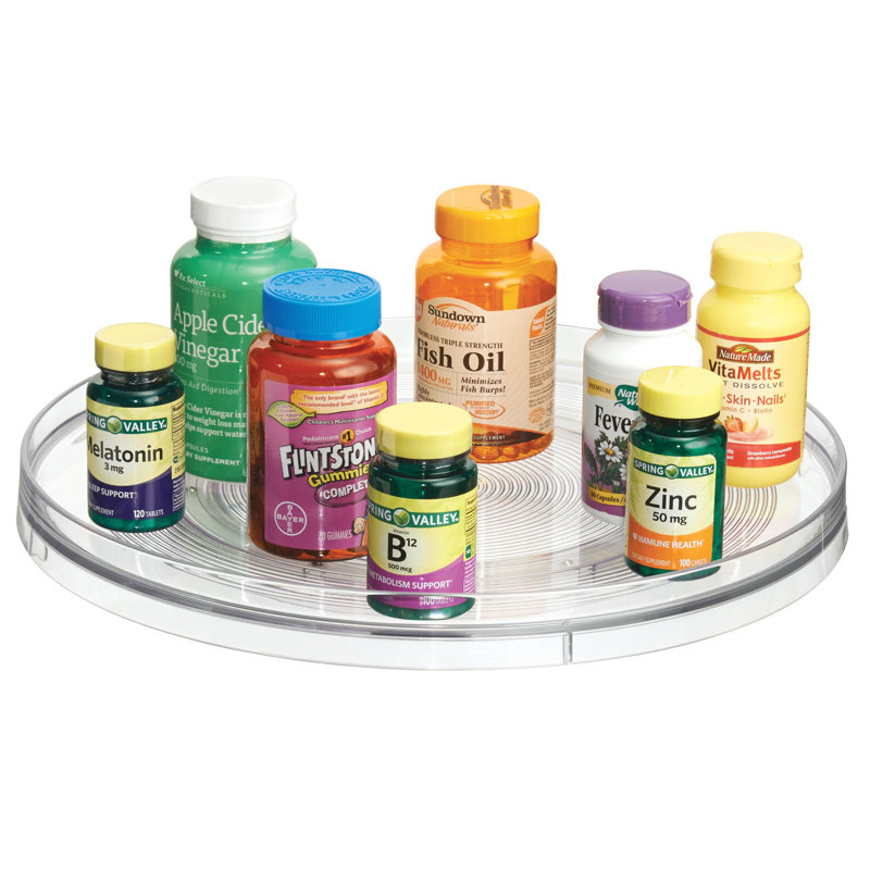 iDesign Recycled Plastic Lazy Susan Turntable Organizer, Pantry, Bathroom, General Storage and More, The Linus Collection - Clear