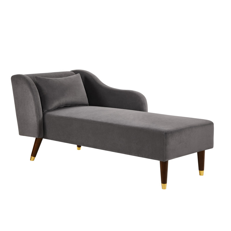 Chaise longue moderne en velours gris avec surface à griffes - structure stable