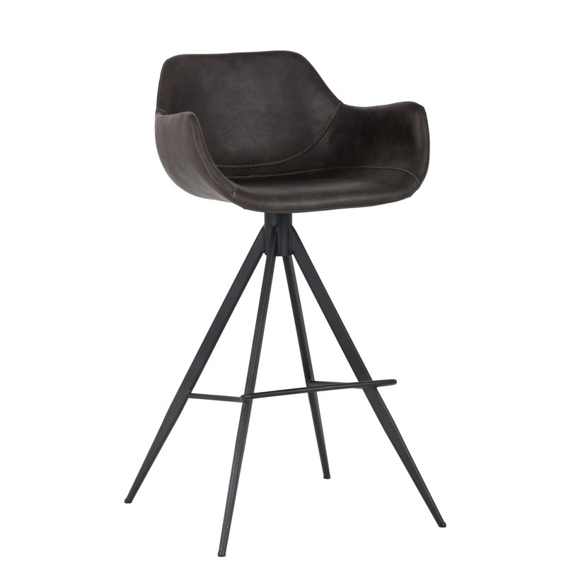 Owen Swivel Upholstered Stool with Metal Frame, Gray, Counter Stool (26" Seat Height)