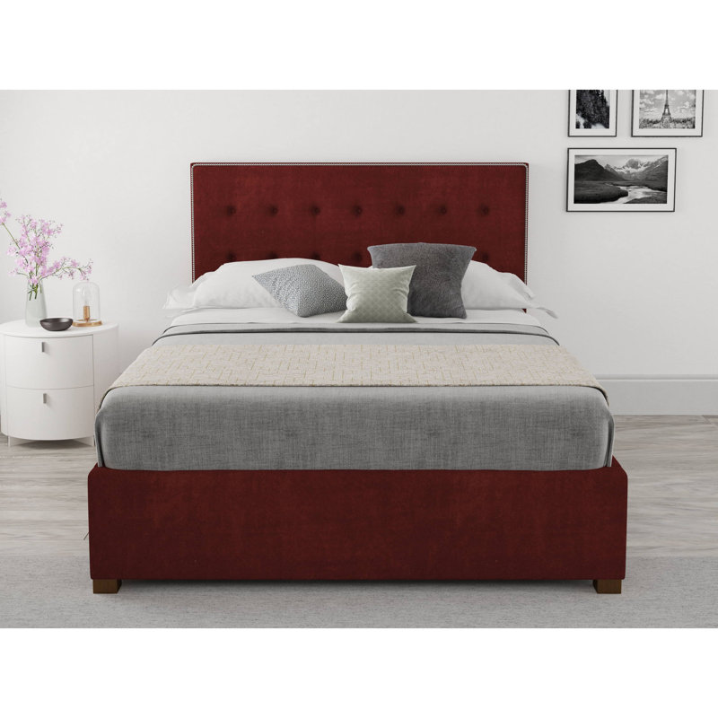 Abarca Upholstered Ottoman Storage Bed, Single (3'), Bordeaux