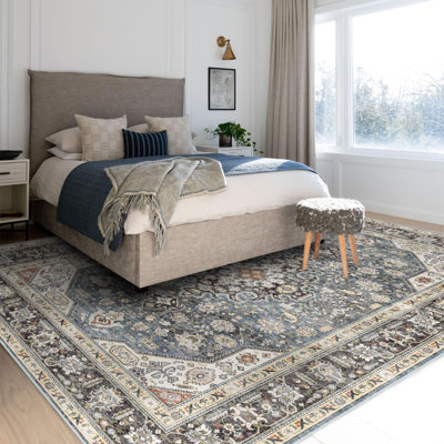 Rectangle Floral Washable Area Rug