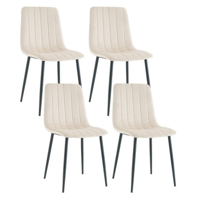 Dining Velvet Chairs Set of 4, Mid Century Modern Kitchen Chairs, Upholstered Dining Chair with Wide Seat & Metal Legs for Dining Room, Living Room, Kitchen