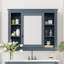 Armoire murale de salle de bain 35 po x 28 po - Solution de rangement polyvalente, finition bleue, style moderne avec miroir, rangement spacieux, cadre-1217569068