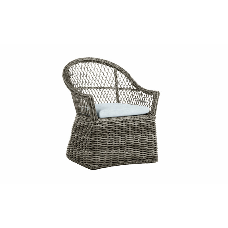Soho Woven N-Dura Resin Wicker Outdoor Arm Chair, Black, Welt, Paper Sky