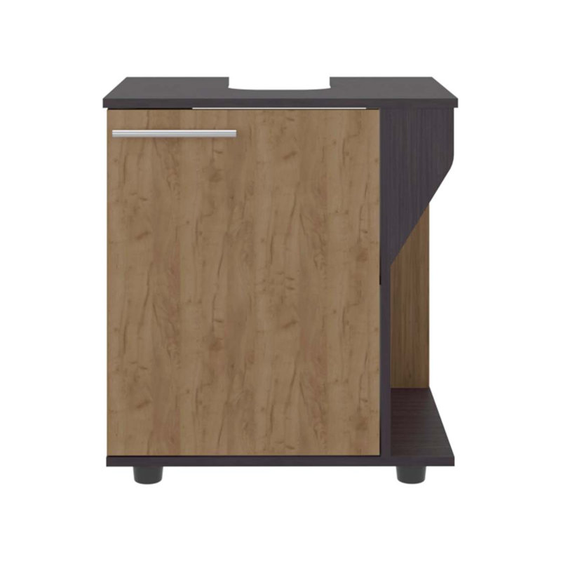 Armoire de rangement en wengé et chêne naturel avec deux tablettes