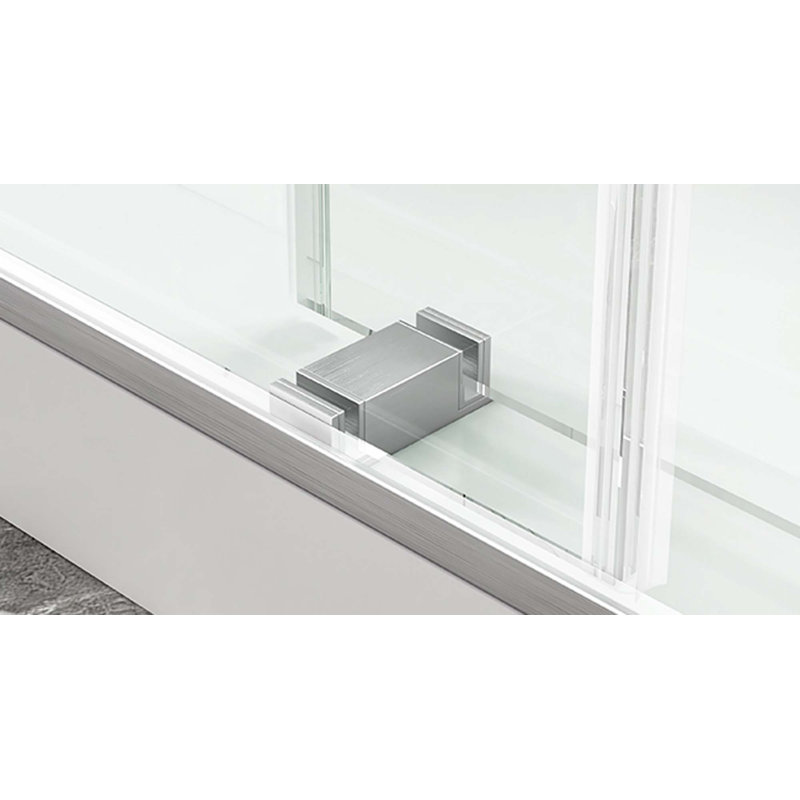 Porte de douche sans cadre, porte de douche coulissante double avec verre trempé épais 3/8 po de qualité supérieure, acier inoxydable
