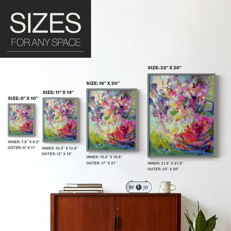Impression encadrée Bold Flourish III - bois massif, Gris, H 21 po x l 17 po