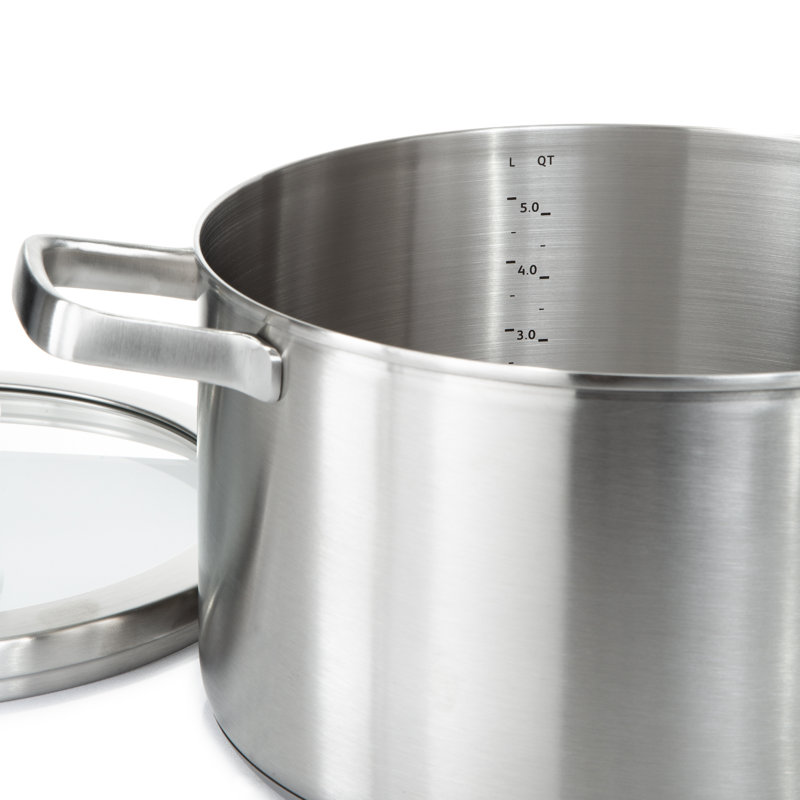 Batterie de cuisine BergHOFF Leo Graphite 4Pc avec couvercles en verre, acier inoxydable recyclé 18/10