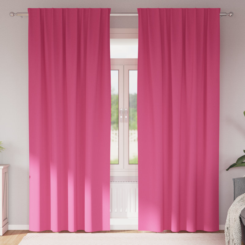Curtains With Curtains 2 Pcs Polyester, 140cm Width x 225cm Drop, Bright Pink