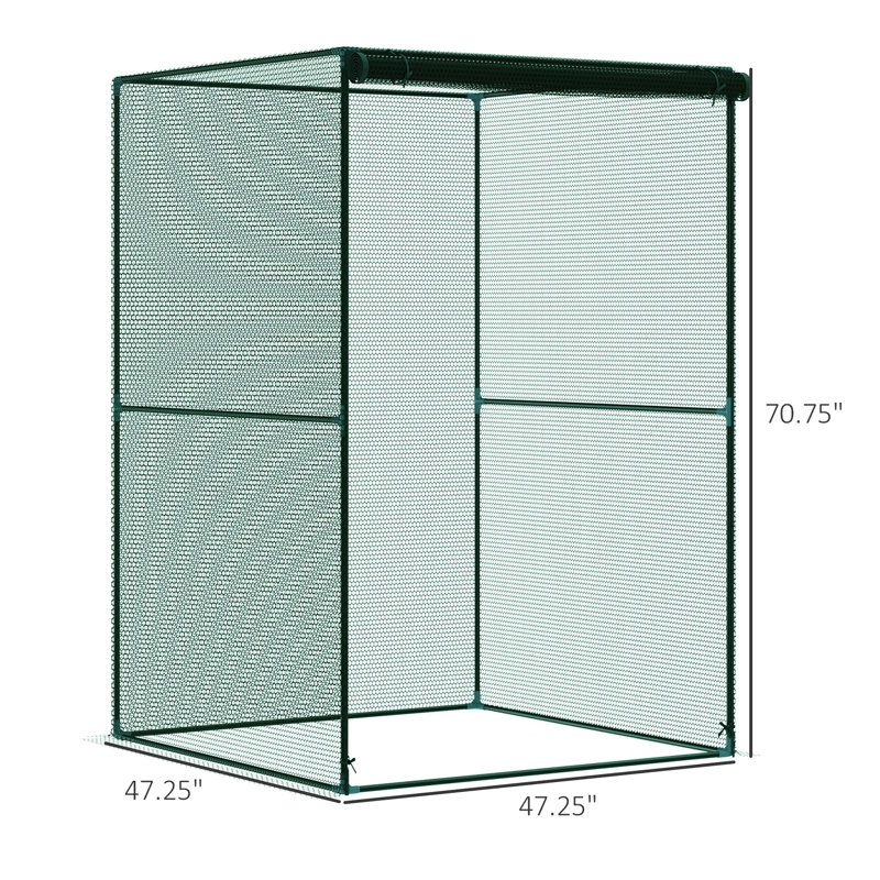 Backyard Plant Security Cage 4' X - Zippered Door, Strong Steel, Tear- Mesh For Garden Protection Crop Zipper Steel Frame, To Plants From Birds & Small Creatures