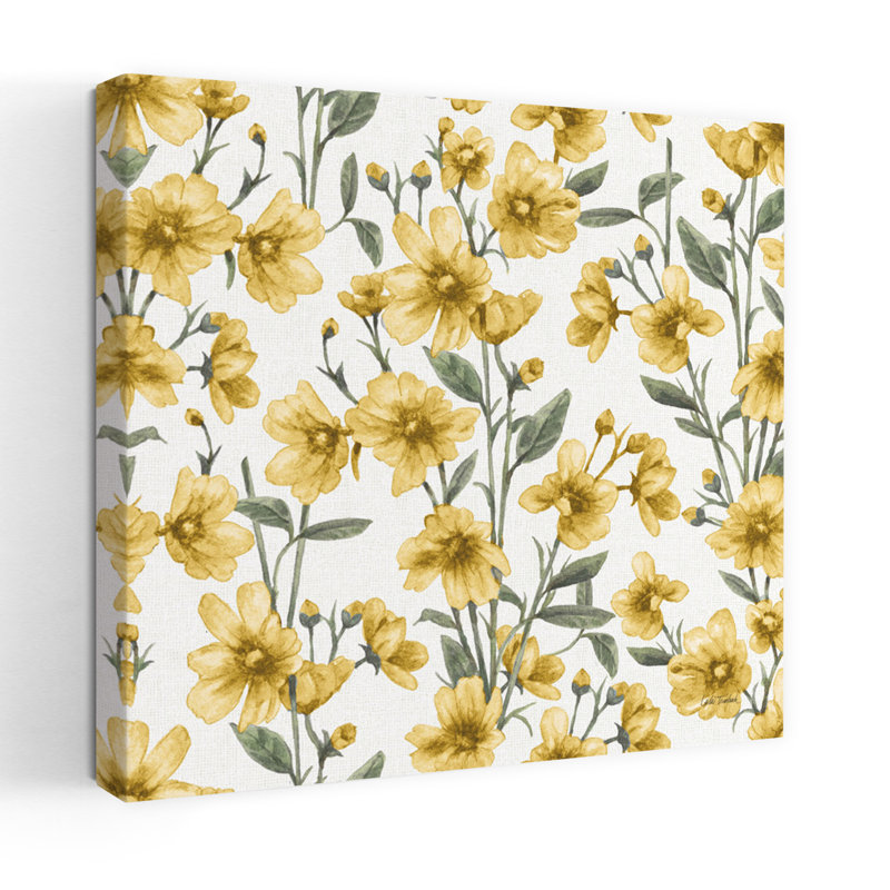Motif contemporain de jardin avec motif floral et fleurs, H 18 po x l 18 po