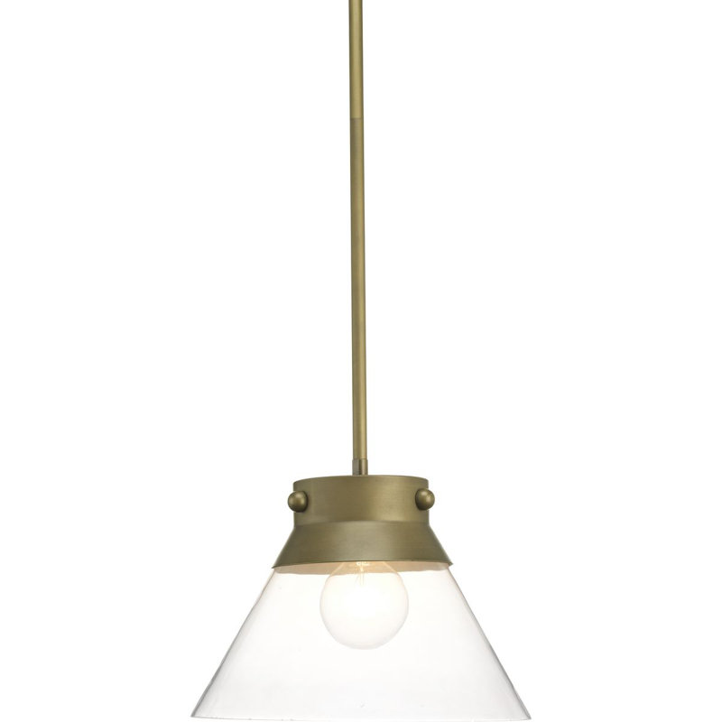 Tapia Trail Aged Brass 1-Light Pendant with Seeded Glass Shade