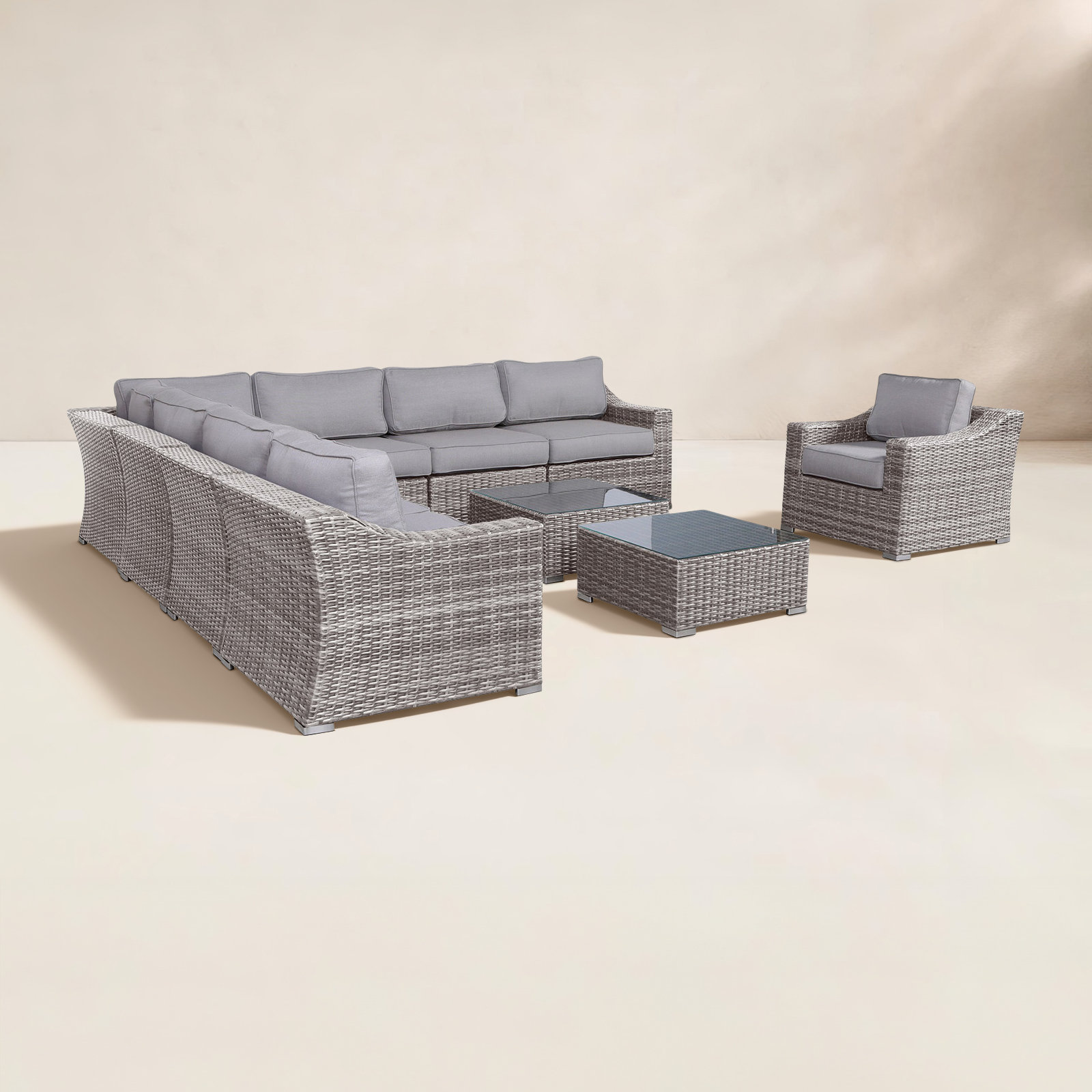 Saffi 7-Person Patio Seating Group, Mixed Gray