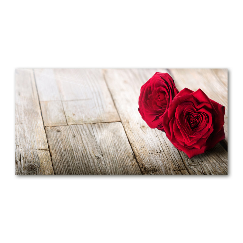 Roses On Wood - Wrapped Canvas Print
