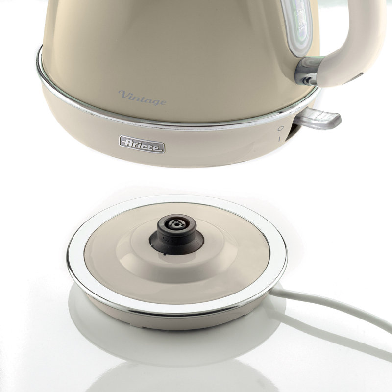 Ariete Vintage 1.7L Stainless Steel Jug Kettle with 4 Slice Toaster Set, Cream