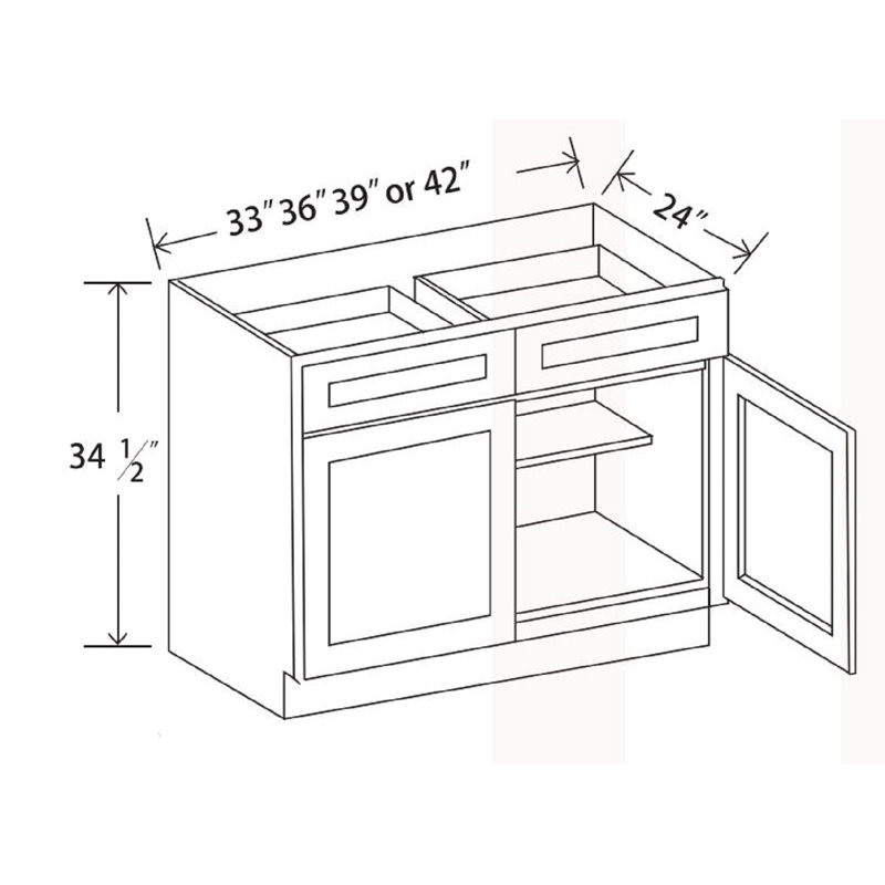 Armoire de cuisine 24 po style Shaker, H 34,5 po x l 33 po x P 25 po