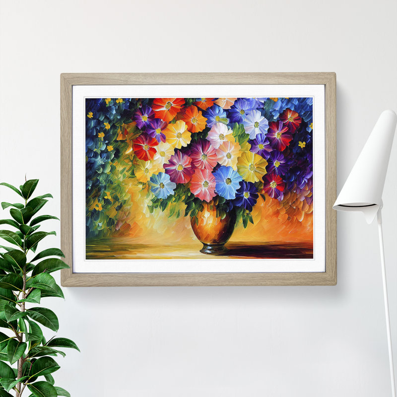 Mixed Flowers - Framed Print, 34cm H x 46cm W, Oak Framed