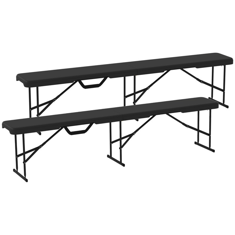 6 Feet Plastic Folding Bench, Portable Foldable Bench Seat with Carrying Handle, Non-Slip Mat, Picnic Bench for Camping Dining Picnic BBQ Soccer Sports Garden