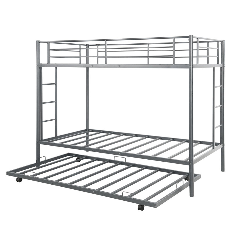 Weinstein Kids Twin Over Twin Bunk Bed with Trundle, Silver