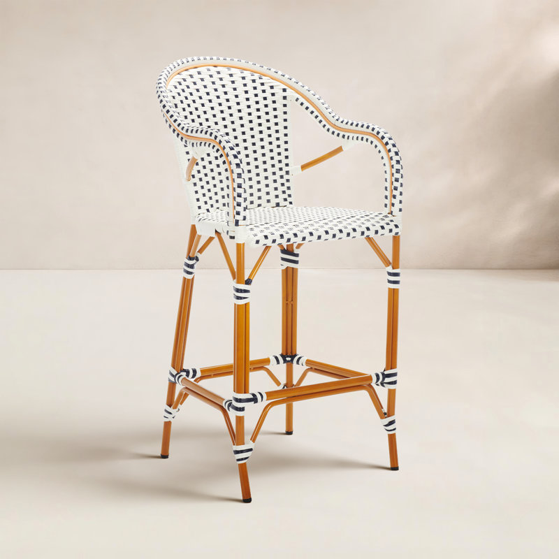 Tabouret de bar Popplewell, Blanc / bleu marine, 29.5" H x 22.5" W x 25.5" D