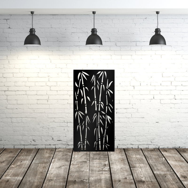 Panneau d'intimité en aluminium bambou découpé au laser - Art mural d'extérieur en métal thermolaqué, cloison de clôture décorative