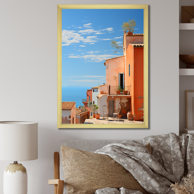Ladarrin, Italie, tons de terre cuite, Fontanas V sur toile, H 32 po x l 16 po x P 1 po, Encadrement doré