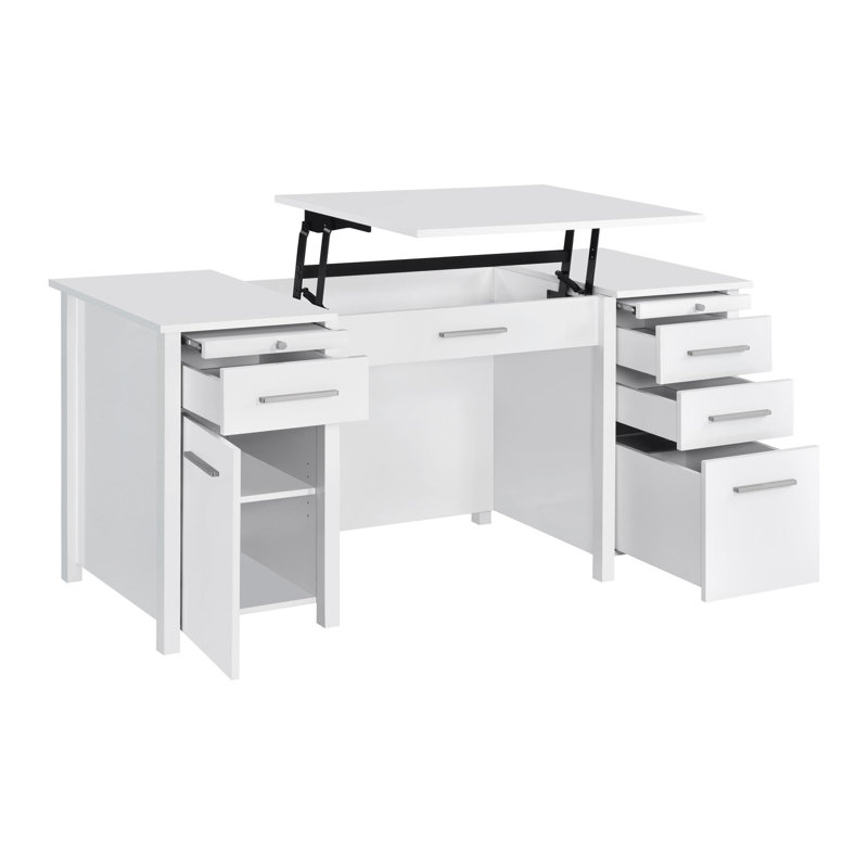 59.6'' W Height Adjustable Rectangle Writing Desk, White