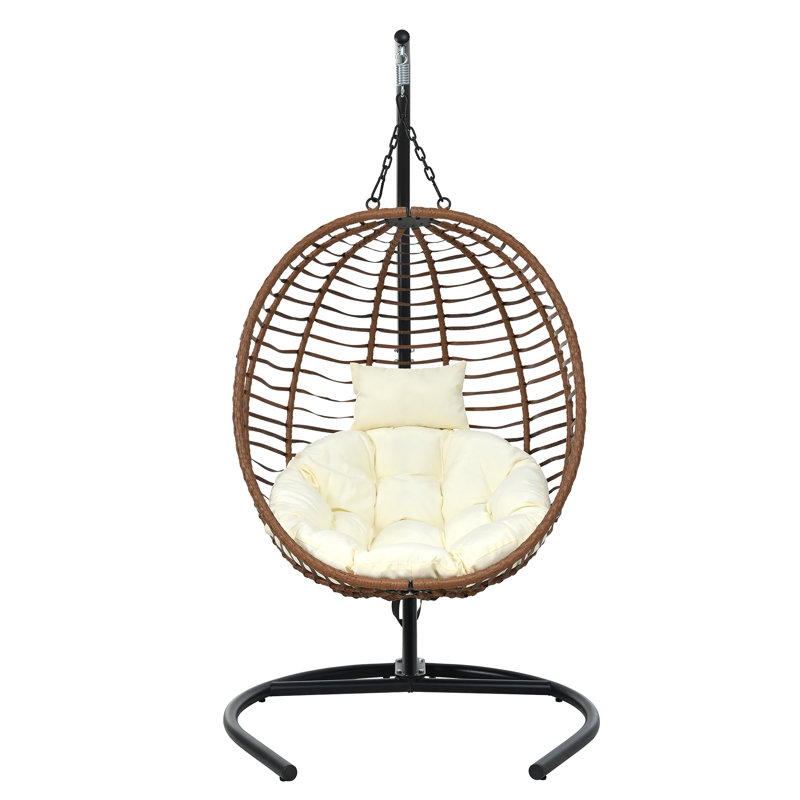Hanging Chair With Stand, Brown, Beige
