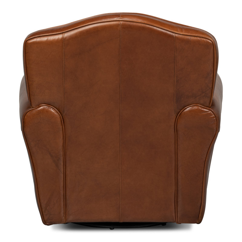 Elite Swivel Armchair, Dark Brown Genuine Leather