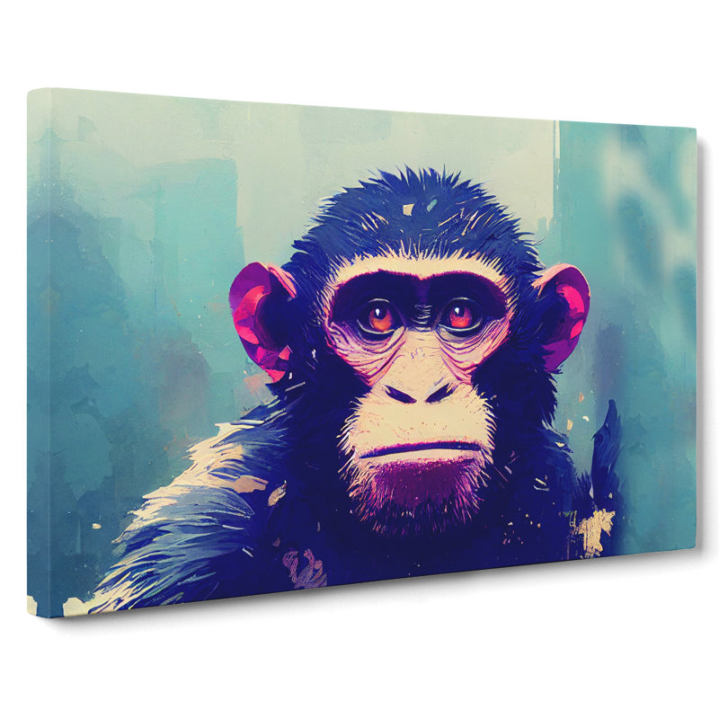 Monkey Art Painting Abstract - Wrapped Canvas, 50cm H x 76cm W x 3cm D