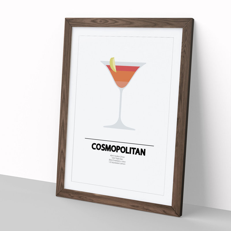 Cosmopolitan - Picture Frame Typography, Walnut, 90cm H x 65cm W x 2cm D
