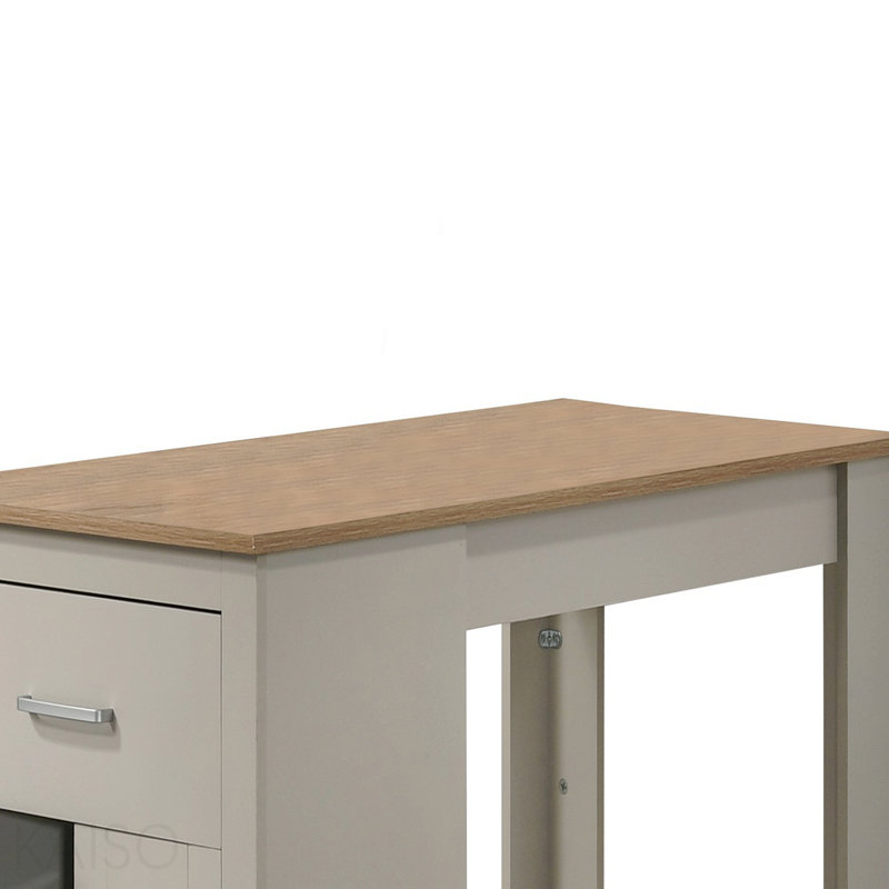 Table de salle à manger à hauteur de comptoir 47 po gris clair avec rangement et tiroir