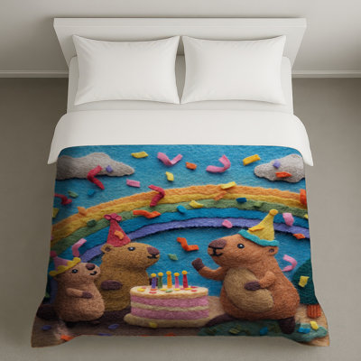 Felt Groundhog Birthday Scene Duvet Covers