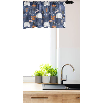Ambesonne Animal Valance Pack of 2 Polar Bear Squirrel Trees Dark Lavender Multicolor